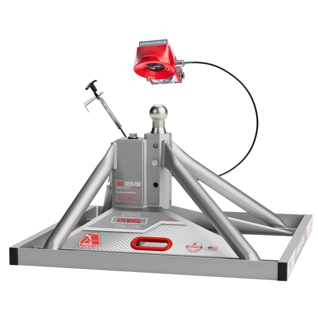 ANDERSEN HITCHES | Ultimate 5th Wheel Connection (Toolbox Model) | 13" Tall Base, 24,000 lbs GTWR, 4,500 LBS tongue weight | Camper Travel Trailers | Campers Adapter Accessories | 3220-TBX