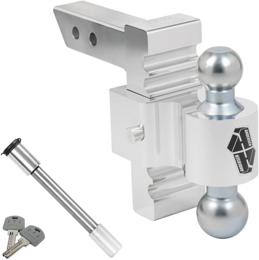 ANDERSEN HITCHES | RV Accessories | Trailer Hitch Locks | Heavy Duty Rapid Hitch W/Locking PIN | 6" Drop Rapid Hitch 2” x 2-5/16” Plated Steel Combo Ball (8K/10K GTWR) (with Locking PIN 3429) | 3410