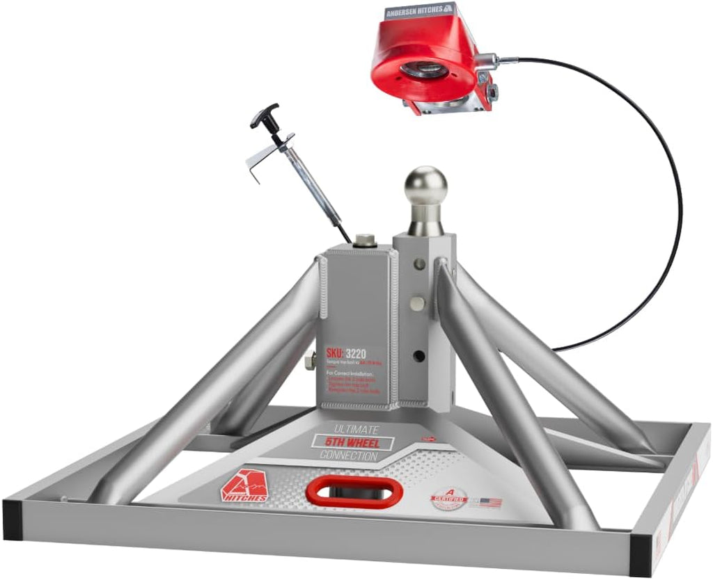 ANDERSEN HITCHES SAE Certified GEN 3 Ultimate Fifth Wheel Connection Aluminum Gooseneck Mount Trailer Hitch Adapter Towing Accessories 24,000 lbs GVWR, 4,500 lbs Tongue Weight Part #3220