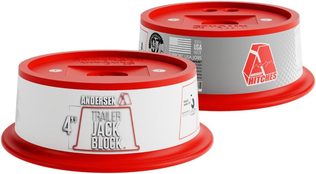 ANDERSEN HITCHES | 3684 | 4" Jack Block with Magnets | Fits up to 9" Jack Stand | RV & Camper Leveling | 50,000 lbs Capacity | Made in USA (4" Jack Block, 2)