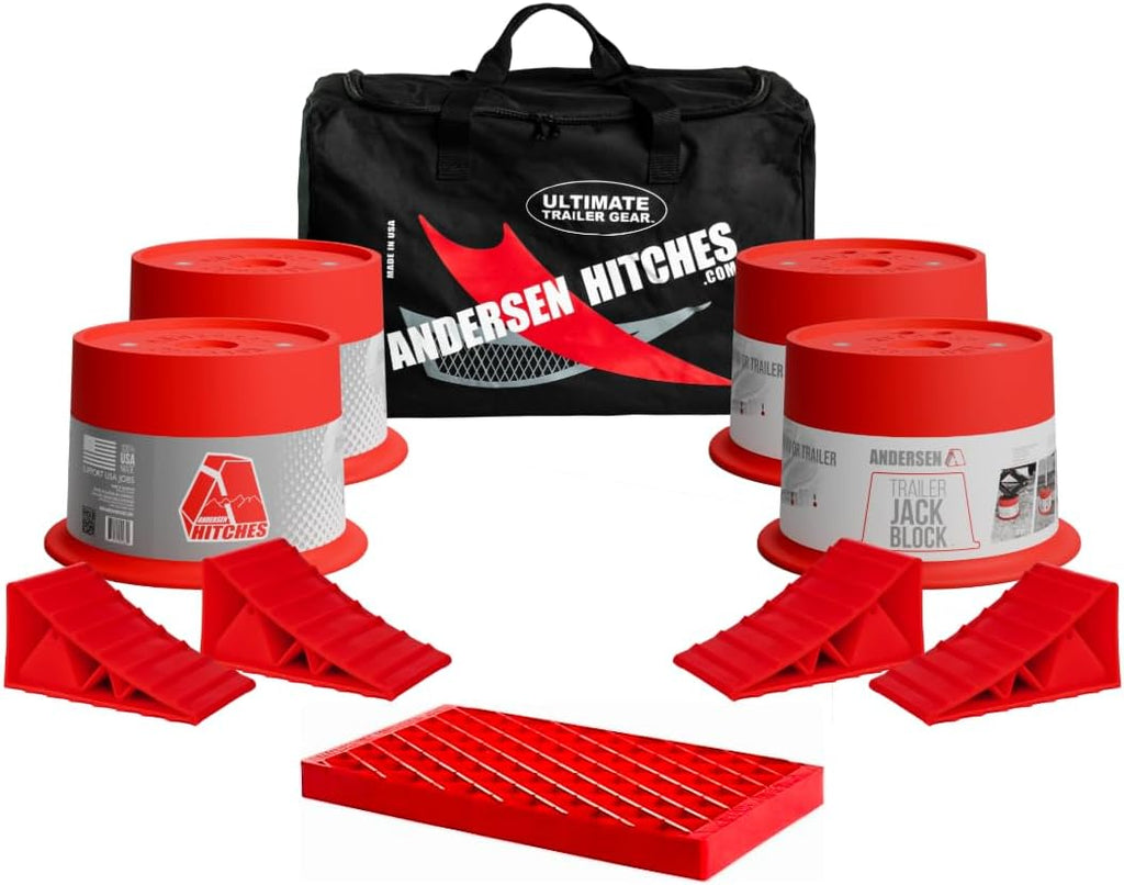 ANDERSEN HITCHES | 3602 | RV Accessories | Auto-Level Stabilizing Kit- Duffel Bag with 9-pc Kit with Trailer Jack Blocks for 5th Wheel RV's | Towing Trailer RV Camper Accessories