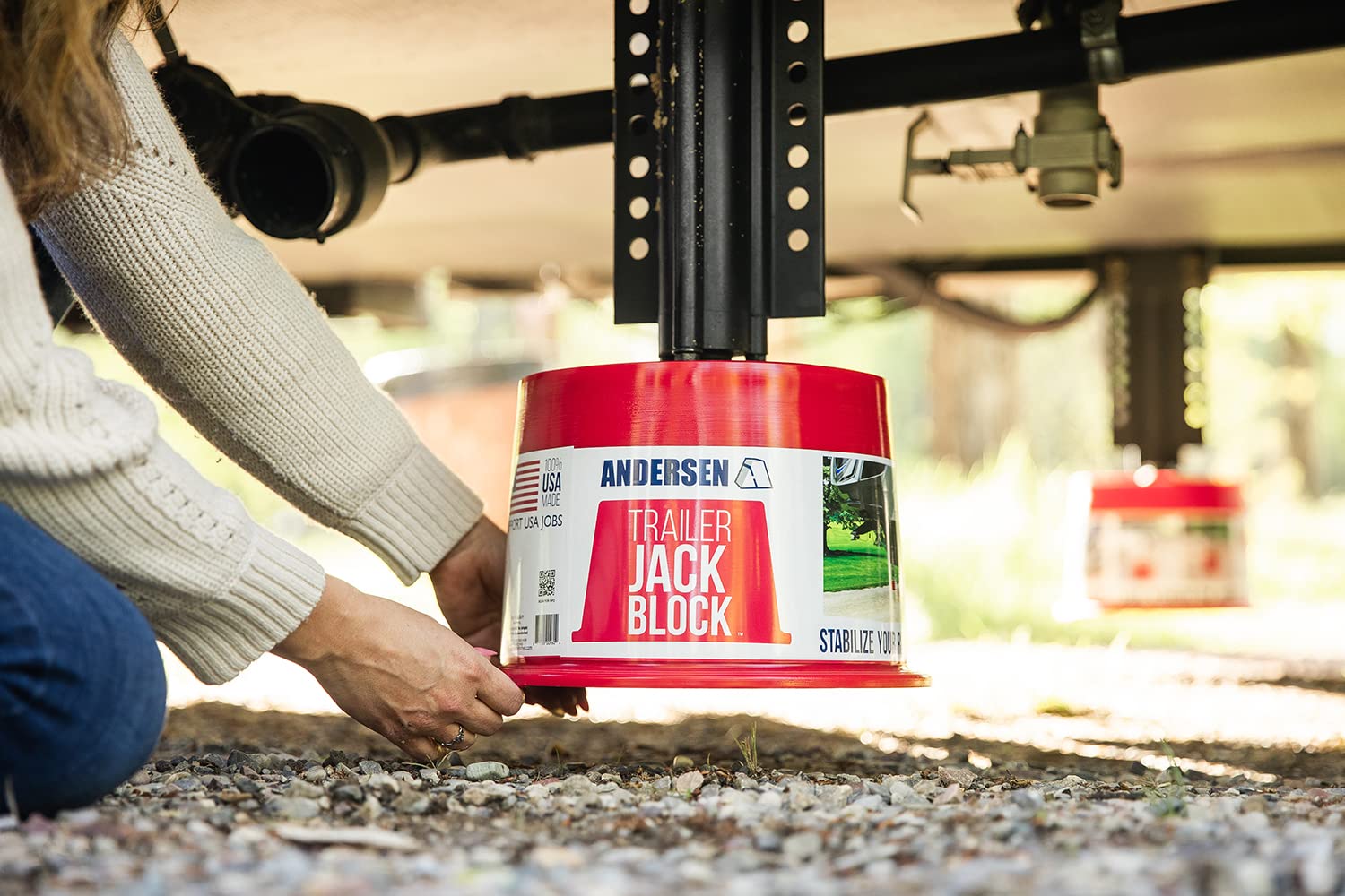 ANDERSEN HITCHES | RV Travel Accessories | 1-Pack Trailer Jack Block w/ Magnets | Quick Leveling Stabilizers for Trailers Jackstand Level Quickjack Heavy Duty Utility Blocks | 3608