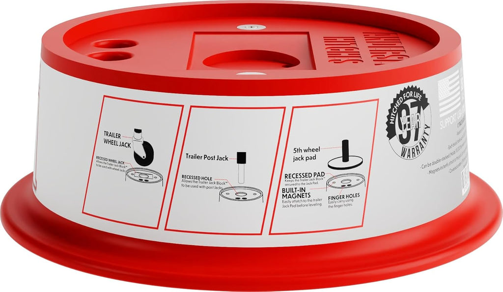 ANDERSEN HITCHES | 3684 | 4" Jack Block with Magnets | Fits up to 9" Jack Stand | RV & Camper Leveling | 50,000 lbs Capacity | Made in USA (4" Jack Block, 2)