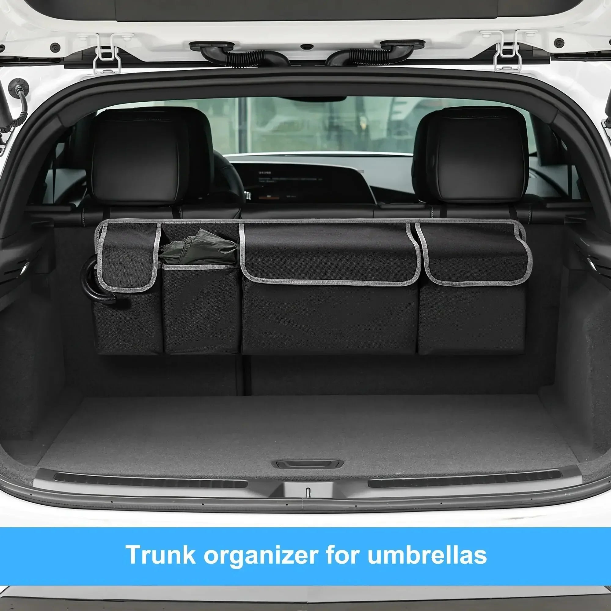 Car Trunk & Backseat Organizer High Capacity Multi Pocket Black